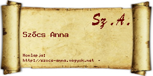 Szőcs Anna névjegykártya
