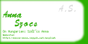 anna szocs business card